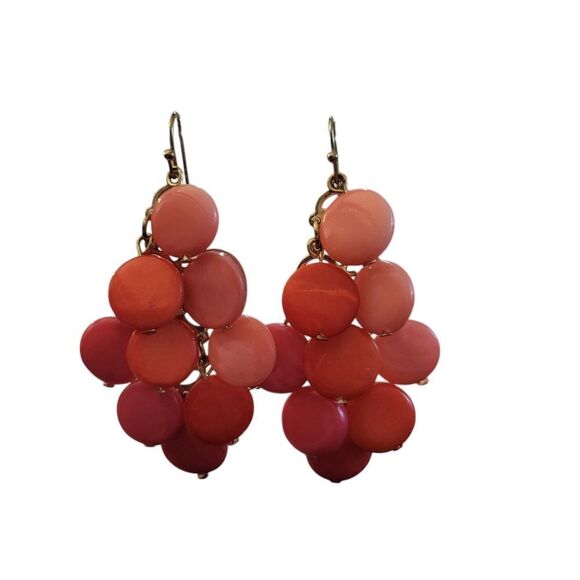 Elegant Pink Cluster Earrings - Picture 2 of 3